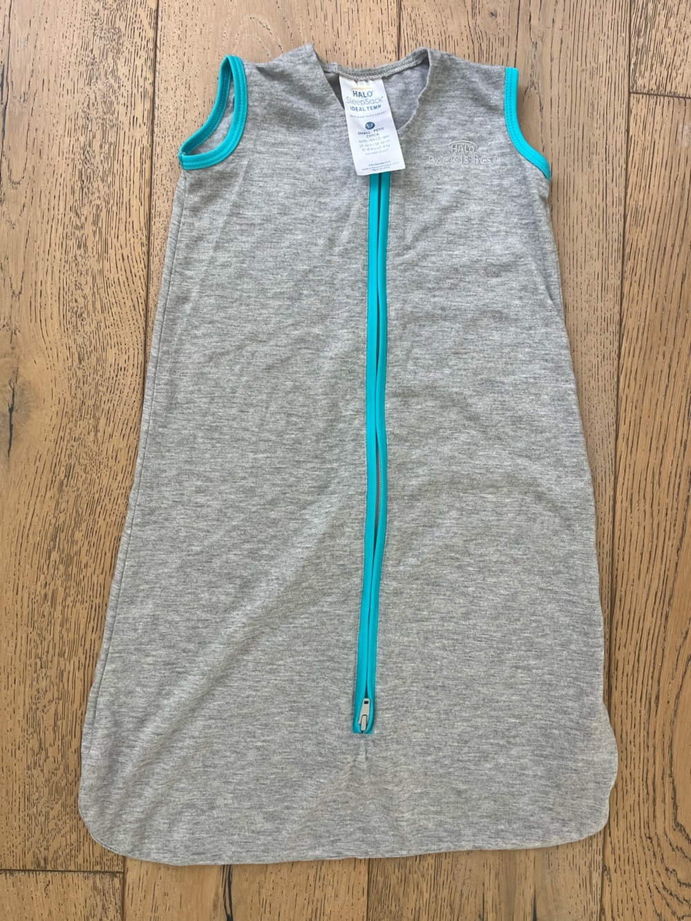 Halo SleepSack Ideal Temp Small 0-6 months Grey Blue Double Zipper Summer